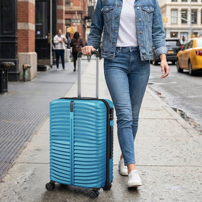 3-Piece 20/24/28 Inch Lightweight Hardside Luggage Set with 8-Spinner Wheels, Blue Kids Luggage at Gallery Canada
