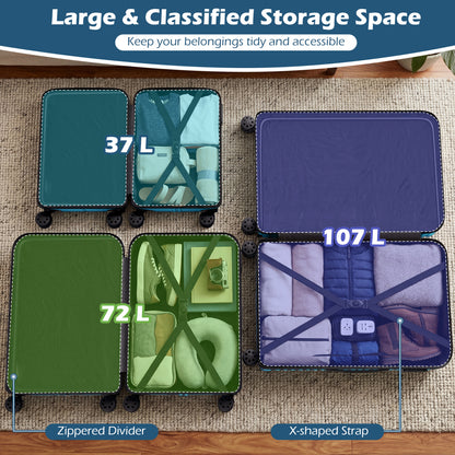 3-Piece 20/24/28 Inch Lightweight Hardside Luggage Set with 8-Spinner Wheels, Blue Kids Luggage at Gallery Canada