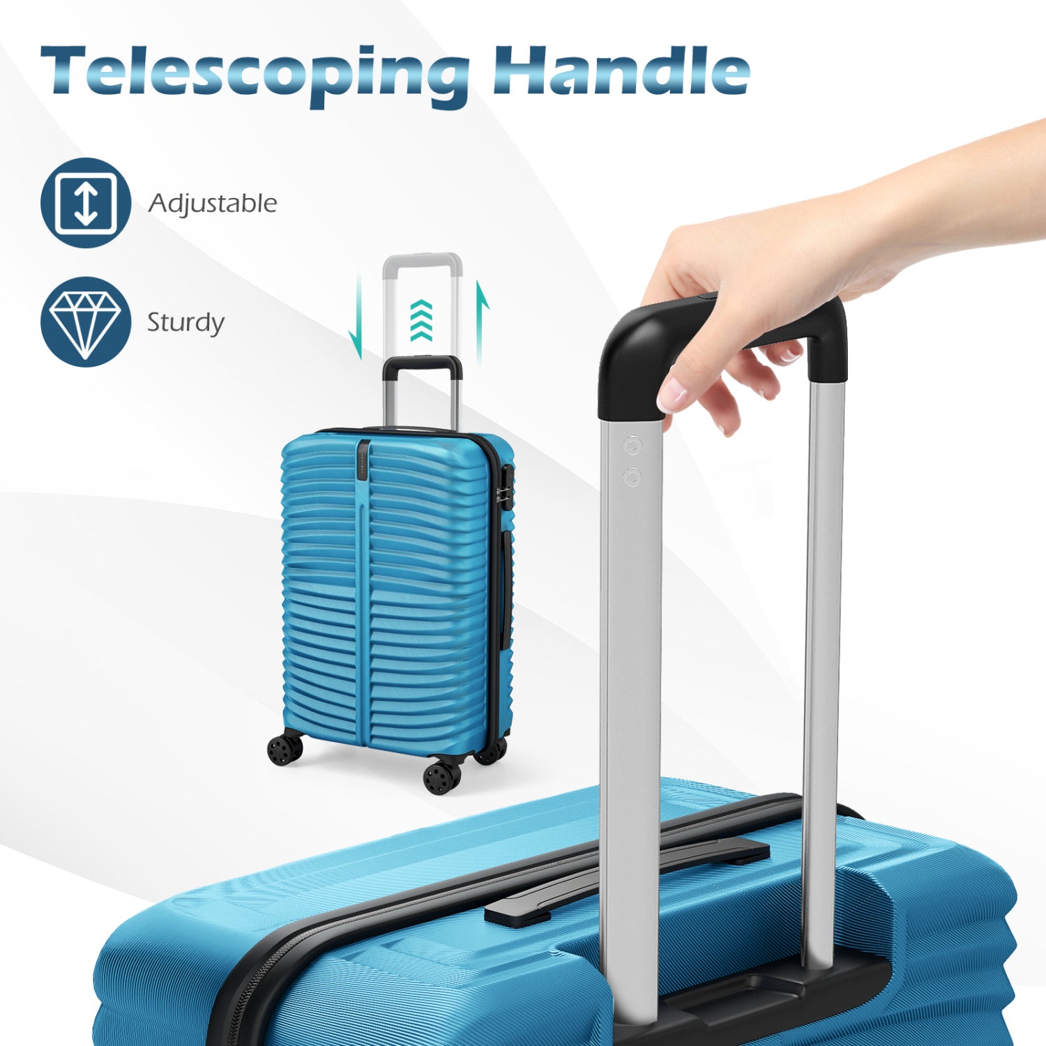 3-Piece 20/24/28 Inch Lightweight Hardside Luggage Set with 8-Spinner Wheels, Blue Kids Luggage at Gallery Canada