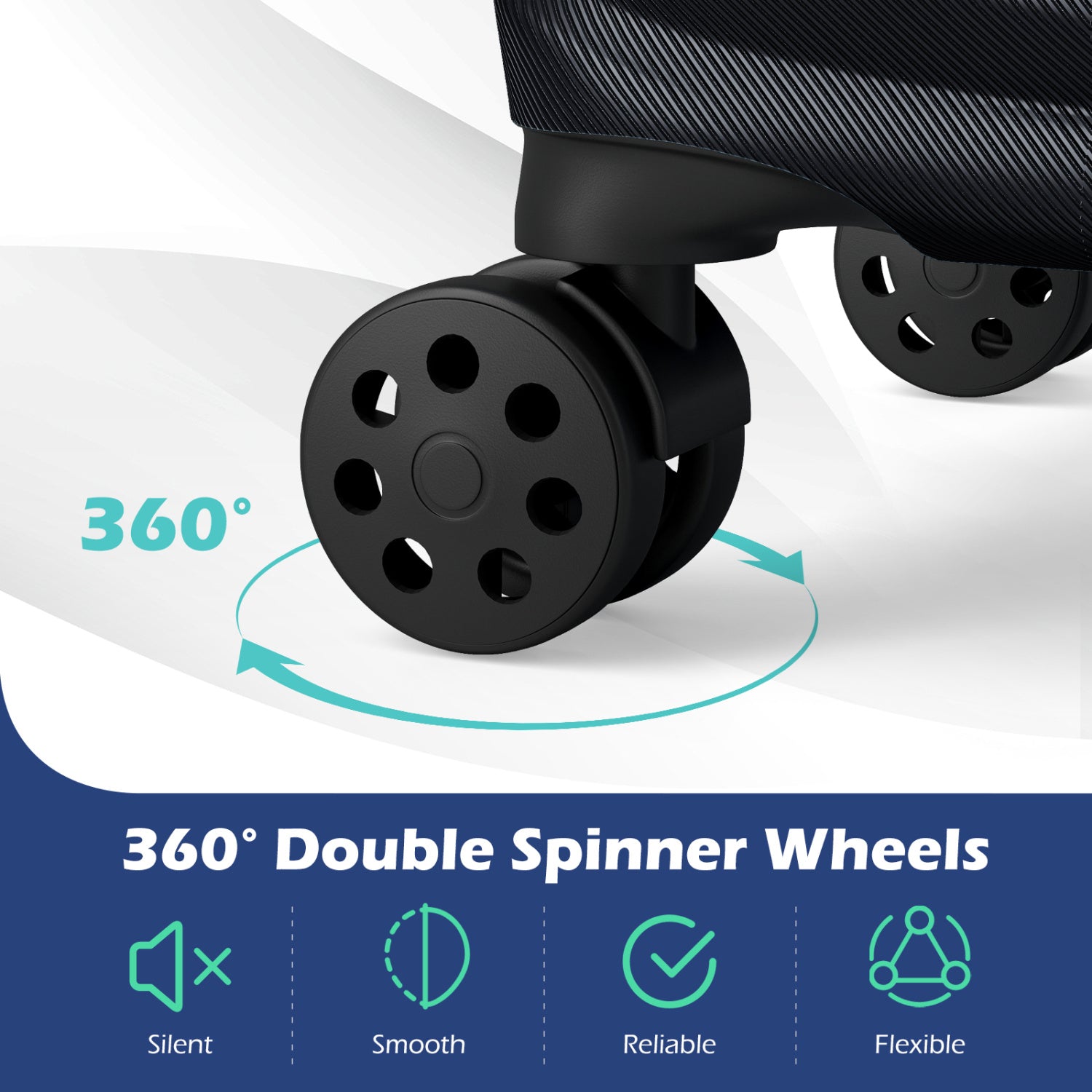 3-Piece 20/24/28 Inch Lightweight Hardside Luggage Set with 8-Spinner Wheels, Black Kids Luggage at Gallery Canada