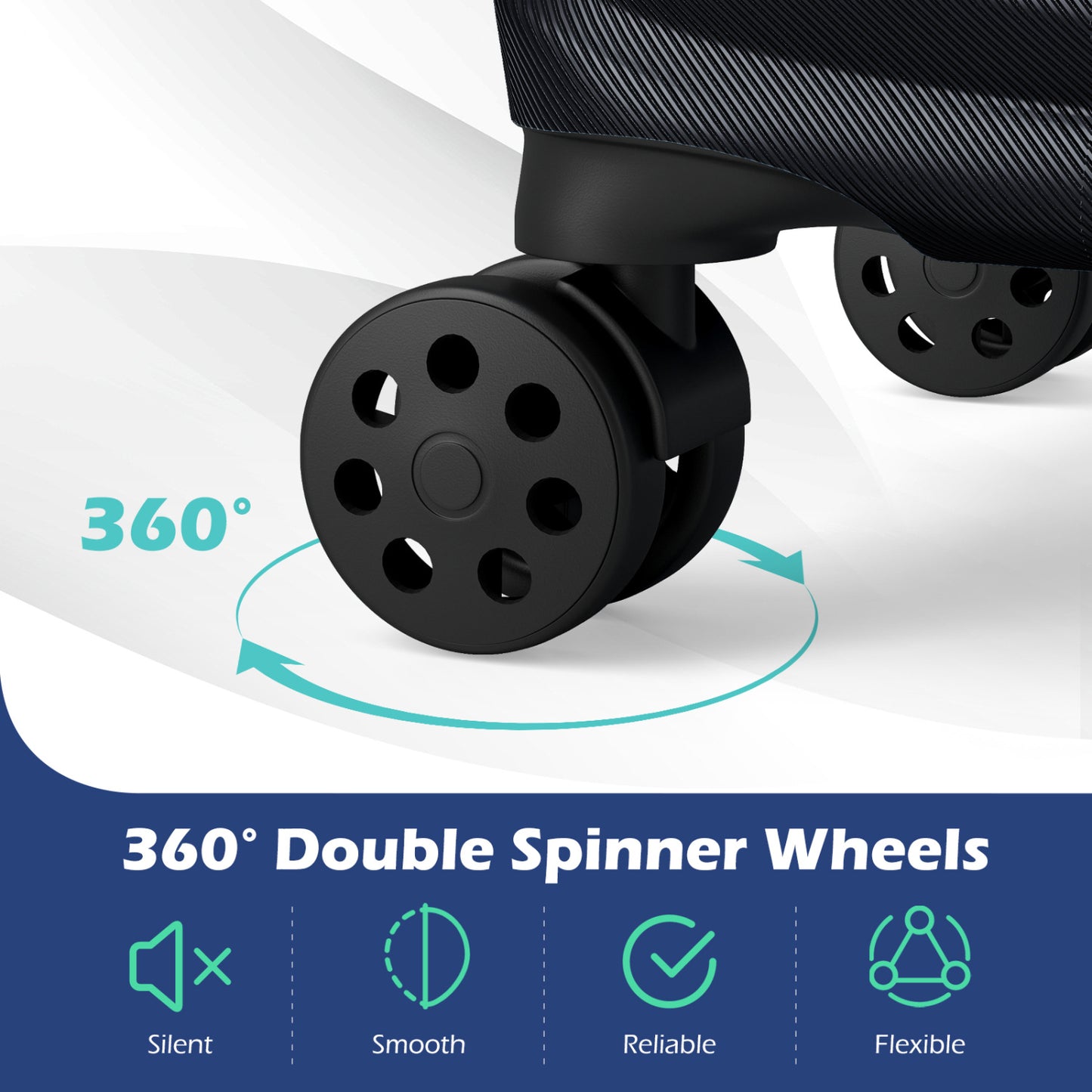 3-Piece 20/24/28 Inch Lightweight Hardside Luggage Set with 8-Spinner Wheels, Black Kids Luggage at Gallery Canada