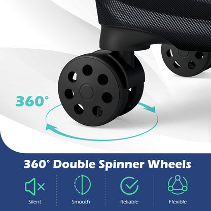 3-Piece 20/24/28 Inch Lightweight Hardside Luggage Set with 8-Spinner Wheels, Black Kids Luggage at Gallery Canada