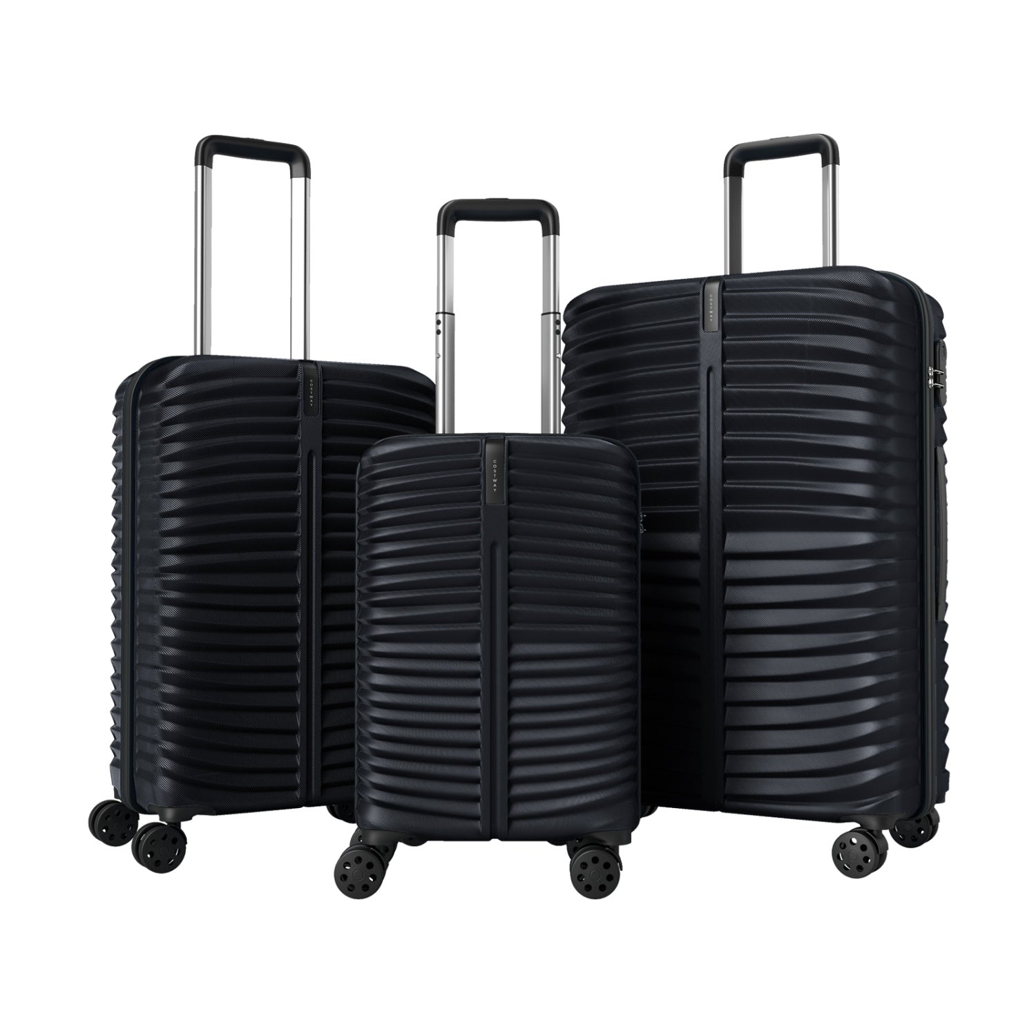 3-Piece 20/24/28 Inch Lightweight Hardside Luggage Set with 8-Spinner Wheels, Black Kids Luggage Black at Gallery Canada