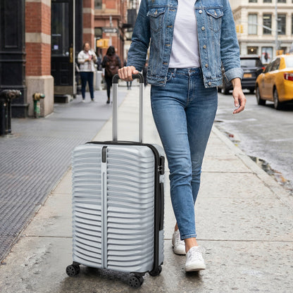 3-Piece 20/24/28 Inch Lightweight Hardside Luggage Set with 8-Spinner Wheels, Gray Kids Luggage at Gallery Canada