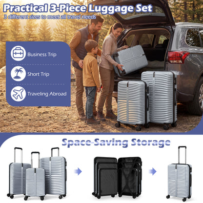 3-Piece 20/24/28 Inch Lightweight Hardside Luggage Set with 8-Spinner Wheels, Gray Kids Luggage at Gallery Canada