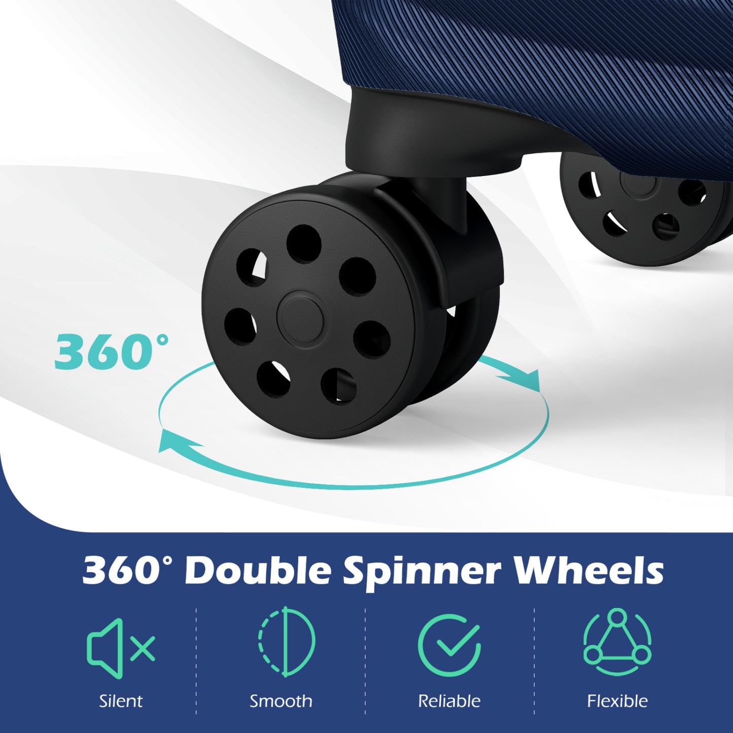 3-Piece 20/24/28 Inch Lightweight Hardside Luggage Set with 8-Spinner Wheels, Navy Kids Luggage at Gallery Canada