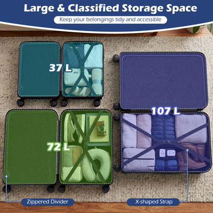 3-Piece 20/24/28 Inch Lightweight Hardside Luggage Set with 8-Spinner Wheels, Navy Kids Luggage at Gallery Canada