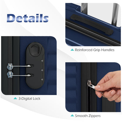 3-Piece 20/24/28 Inch Lightweight Hardside Luggage Set with 8-Spinner Wheels, Navy Kids Luggage at Gallery Canada