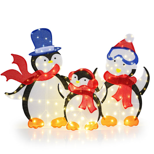3-Piece 2D Lighted Penguin Family Christmas Decoration with 160 LED Lights Christmas Decor & Accessories Options at Gallery Canada