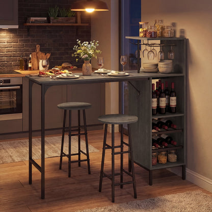 3 Piece Bar Table And Chairs Set, 6-Bottle Wine Rack, Oak Dining Room Sets at Gallery Canada