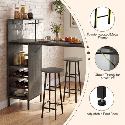 3 Piece Bar Table And Chairs Set, 6-Bottle Wine Rack, Oak Dining Room Sets at Gallery Canada