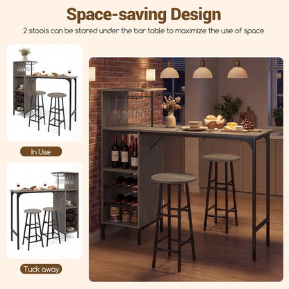 3 Piece Bar Table And Chairs Set, 6-Bottle Wine Rack, Oak Dining Room Sets at Gallery Canada