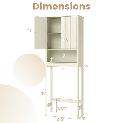 Ensemble de salle de bain de 3 pièces, portes cannelées, coin au-dessus des toilettes et mur, beige