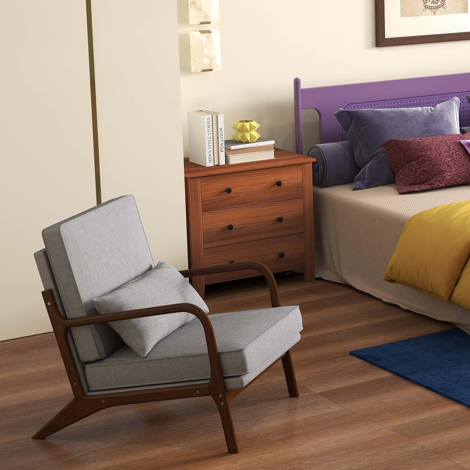 3-Piece Bedroom Bundle: Bedside Table with 3 Drawers+Modern Accent Chair+Convertible Folding Futon Sofa Bed Bedroom at Gallery Canada