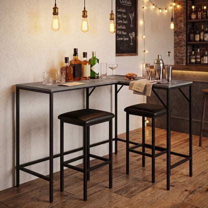3-Piece L-Shaped Kitchen Set with Outlets, Gray