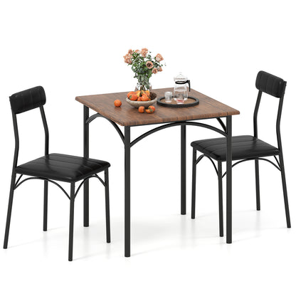 3-Piece Dining Table Set Square Kitchen Table and 2 Chairs for Dining Room, Rustic Brown Dining Room Sets at Gallery Canada