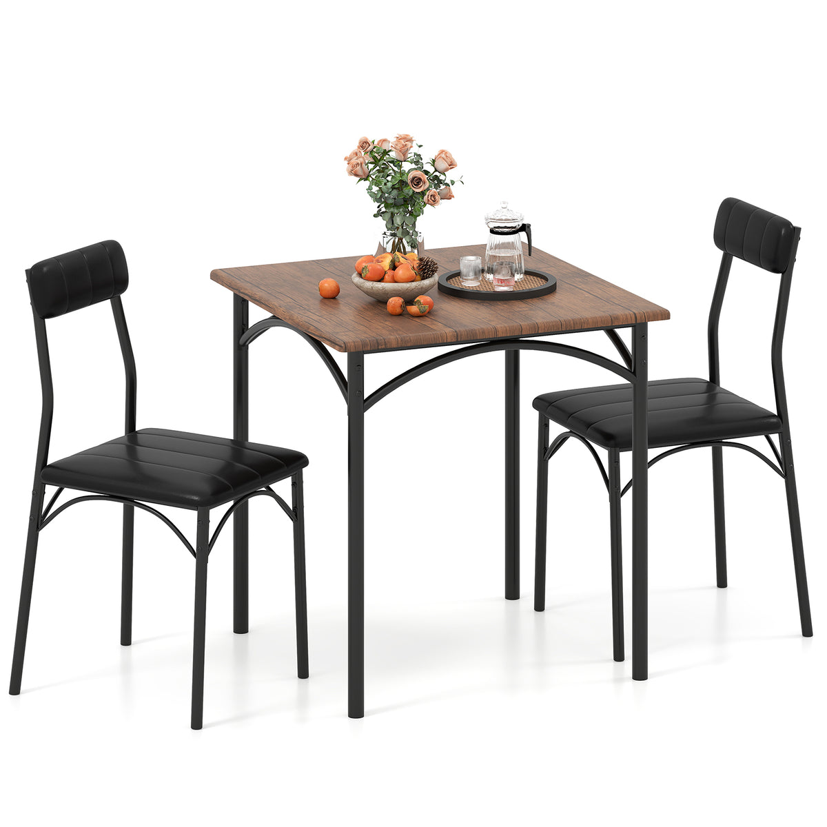 3-Piece Square Dining Table Set, 2 Chairs, Brown Dining Room Sets Rustic Brown at Gallery Canada