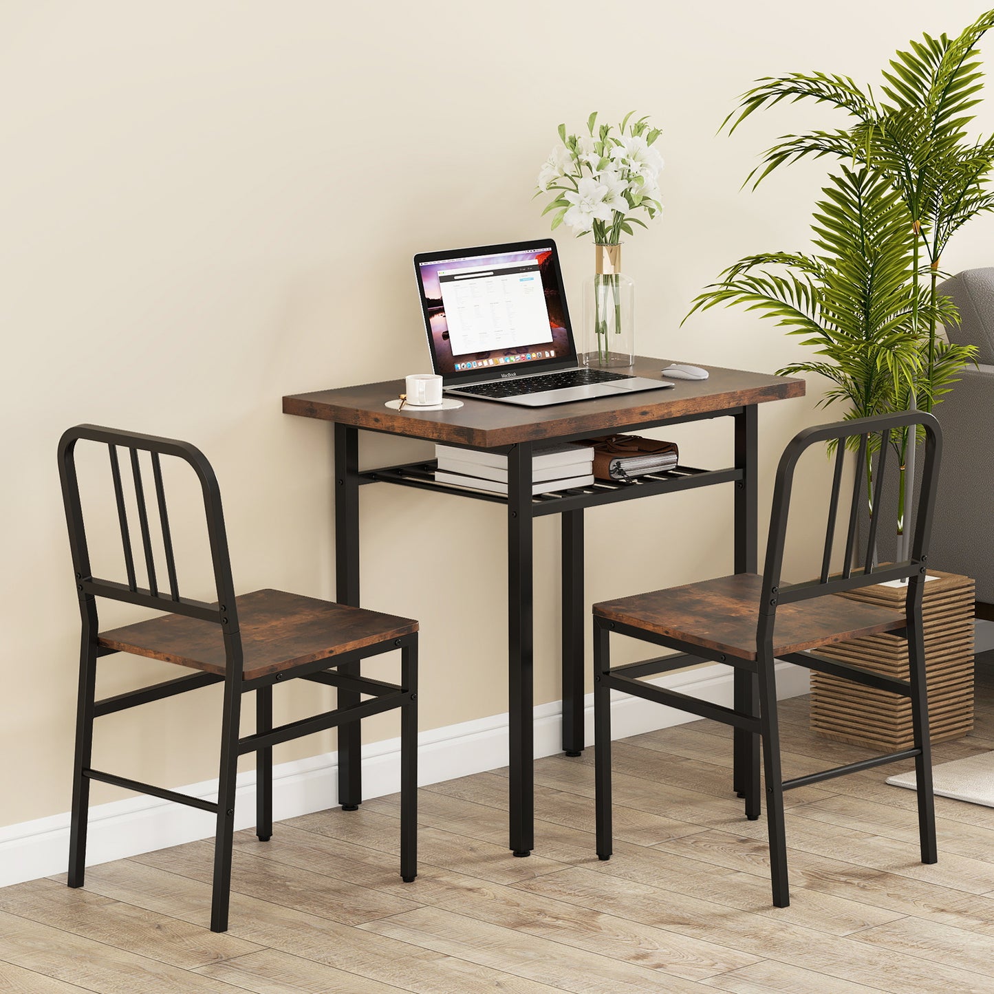 3-Piece Dining Table Set, Rectangular Kitchen Table, 2 Chairs, Brown Dining Room Sets at Gallery Canada