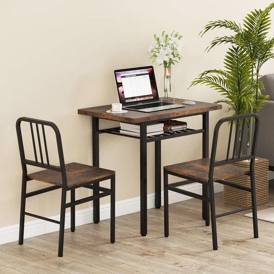 3-Piece Dining Table Set, Rectangular Kitchen Table, 2 Chairs, Brown Dining Room Sets Rustic Brown at Gallery Canada