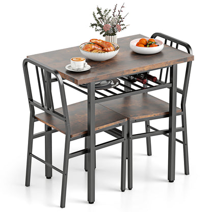 3-Piece Dining Table Set, Rectangular Kitchen Table, 2 Chairs, Brown Dining Room Sets at Gallery Canada