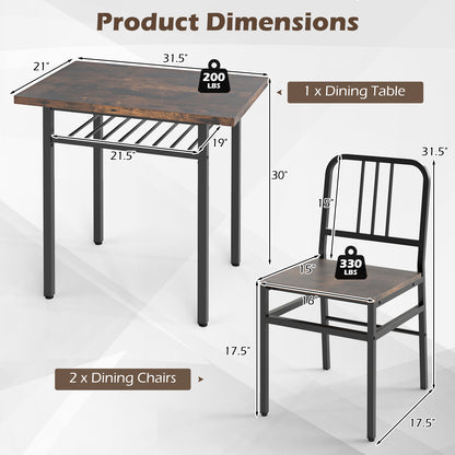 3-Piece Dining Table Set, Rectangular Kitchen Table, 2 Chairs, Brown Dining Room Sets at Gallery Canada