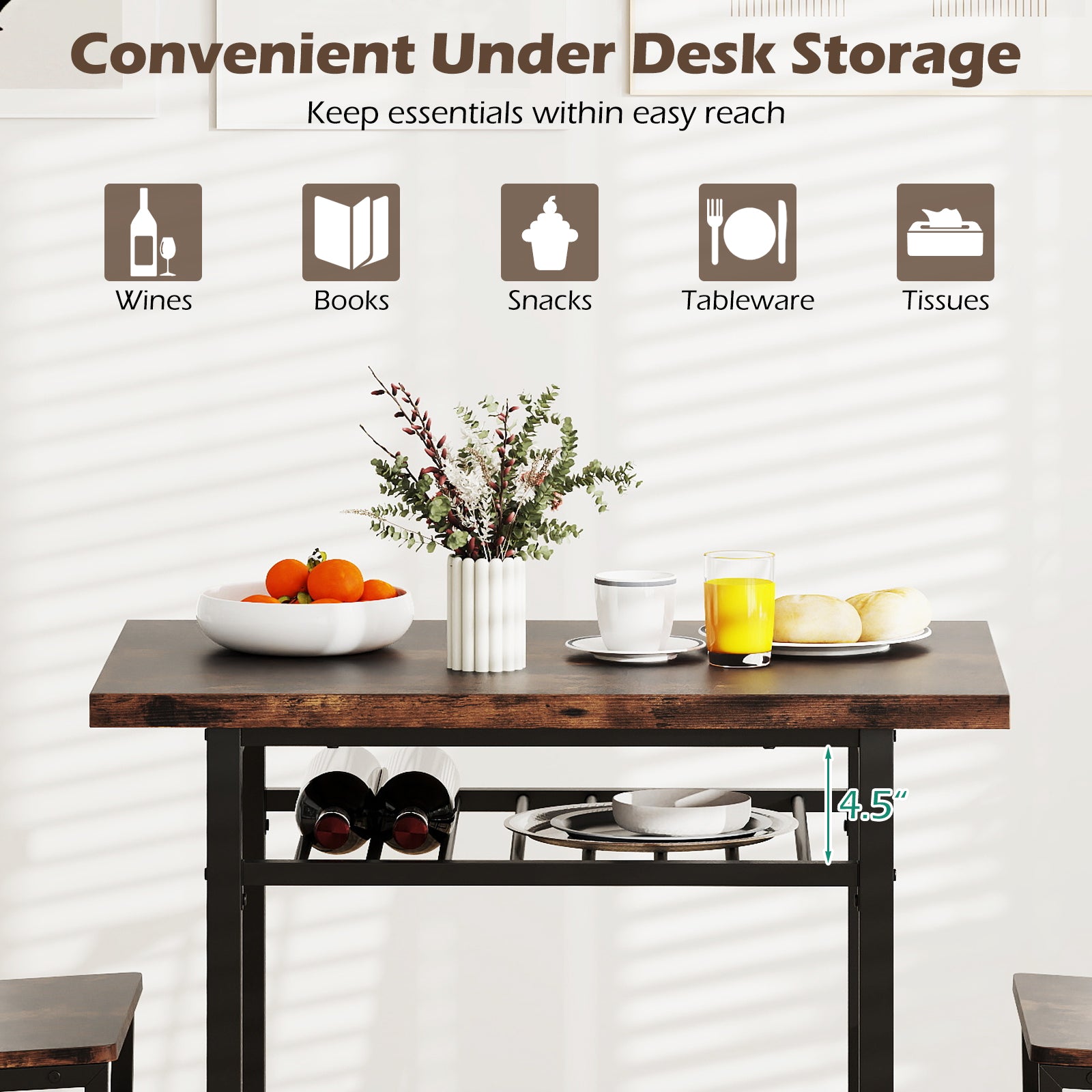 3-Piece Dining Table Set, Rectangular Kitchen Table, 2 Chairs, Brown Dining Room Sets at Gallery Canada