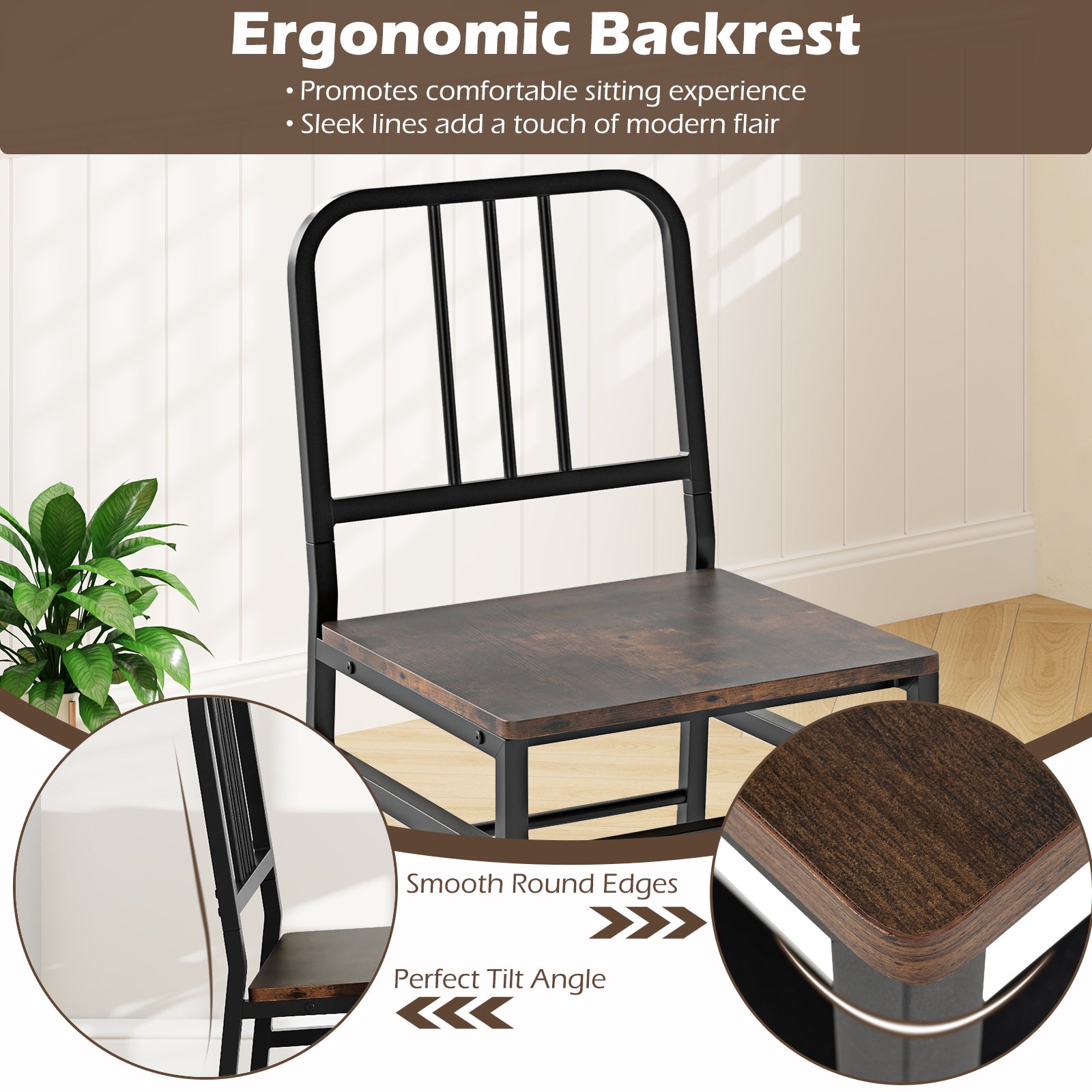 3-Piece Dining Table Set, Rectangular Kitchen Table, 2 Chairs, Brown Dining Room Sets at Gallery Canada