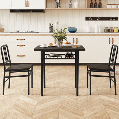 3-Piece Dining Table Set, Rectangular Kitchen Table, 2 Chairs, Black, Gray Dining Room Sets at Gallery Canada