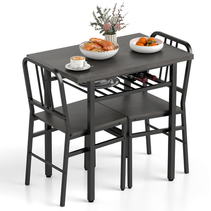 3-Piece Dining Table Set, Rectangular Kitchen Table, 2 Chairs, Black, Gray Dining Room Sets at Gallery Canada