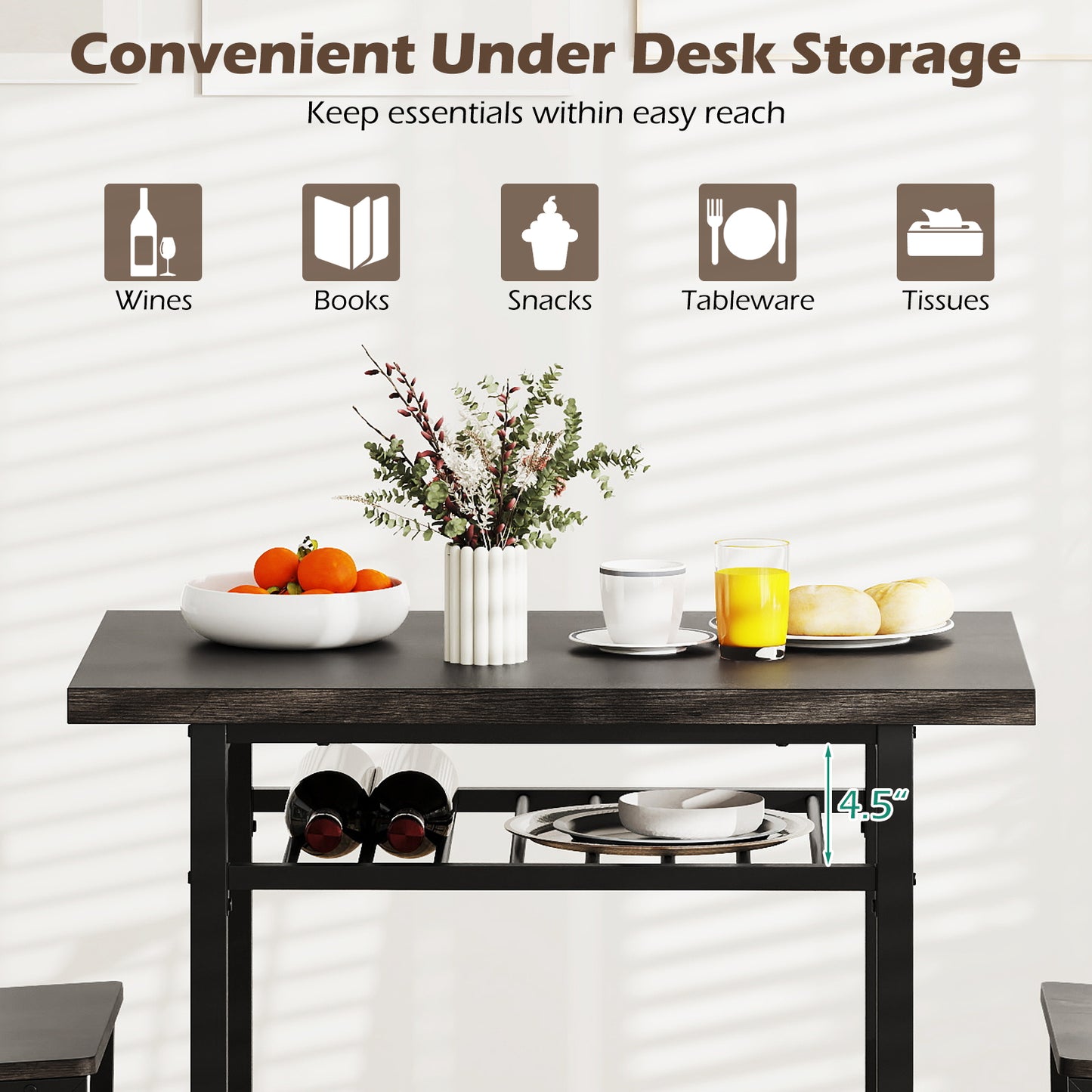 3-Piece Dining Table Set, Rectangular Kitchen Table, 2 Chairs, Black, Gray Dining Room Sets at Gallery Canada
