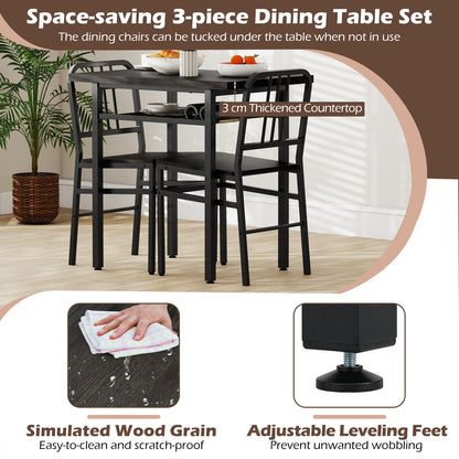 3-Piece Dining Table Set, Rectangular Kitchen Table, 2 Chairs, Black, Gray Dining Room Sets at Gallery Canada