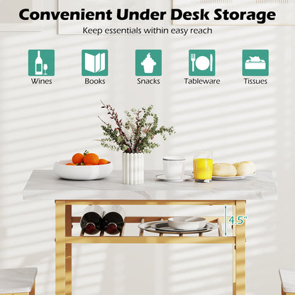 3-Piece Dining Table Set, Rectangular Kitchen Table, 2 Chairs, Golden, White Dining Room Sets at Gallery Canada