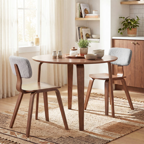 3 Piece Dining Table Set, 2 Padded Chairs, Rubber Wood Table, Gray