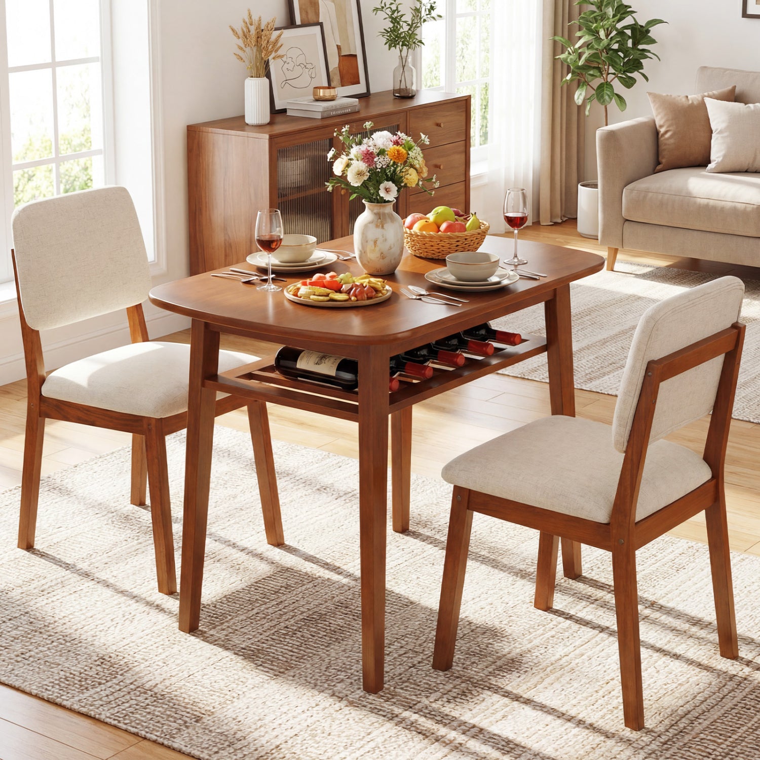 3-Piece Dining Table Set for 2 with Upholstered Chairs, Cherry Dining Room Sets at Gallery Canada