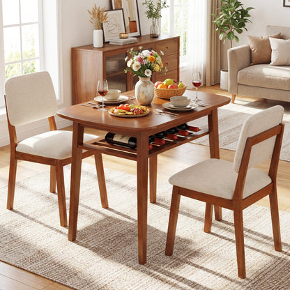3-Piece Dining Table Set for 2 with Upholstered Chairs, Cherry Dining Room Sets at Gallery Canada