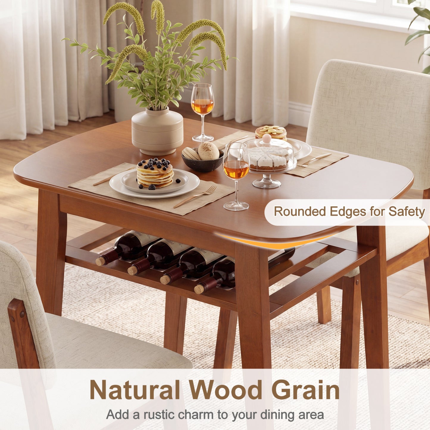 3-Piece Dining Table Set for 2 with Upholstered Chairs, Cherry Dining Room Sets at Gallery Canada