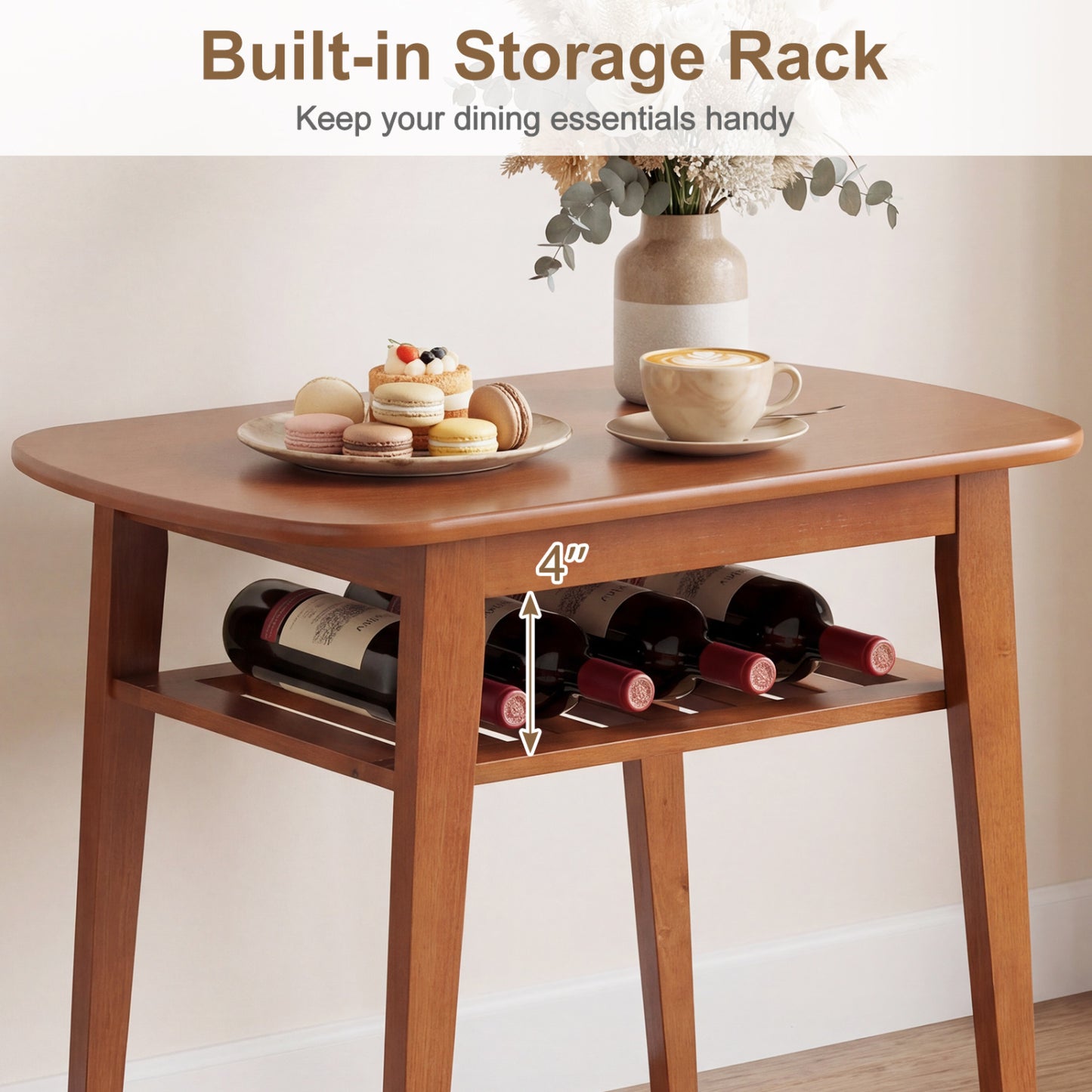 3-Piece Dining Table Set for 2 with Upholstered Chairs, Cherry Dining Room Sets at Gallery Canada