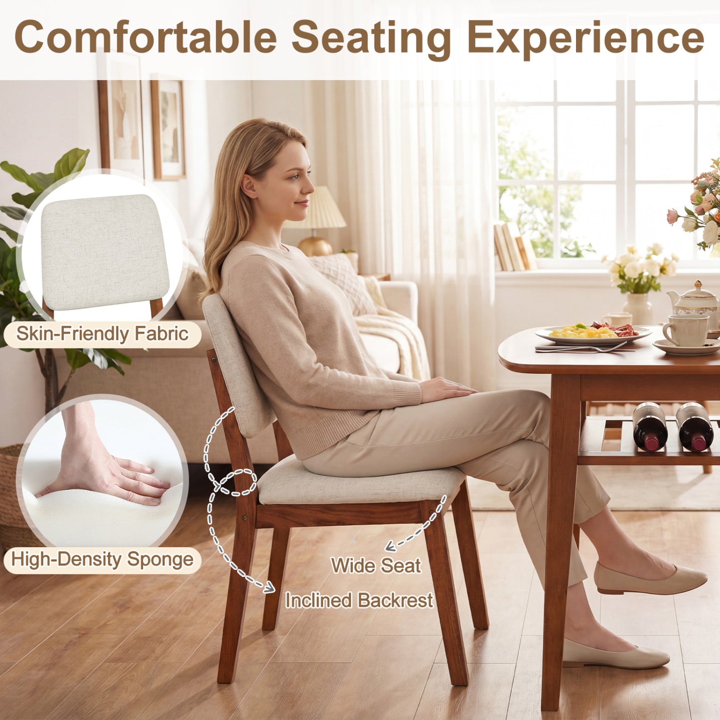 3-Piece Dining Table Set for 2 with Upholstered Chairs, Cherry Dining Room Sets at Gallery Canada