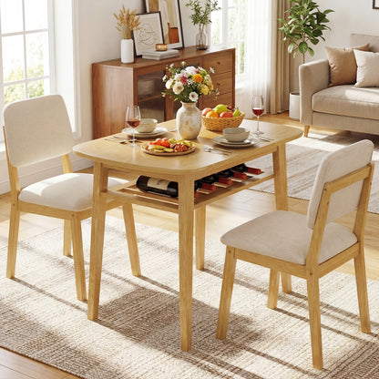 3-Piece Dining Table Set with Upholstered Chairs, Natural Dining Room Sets at Gallery Canada