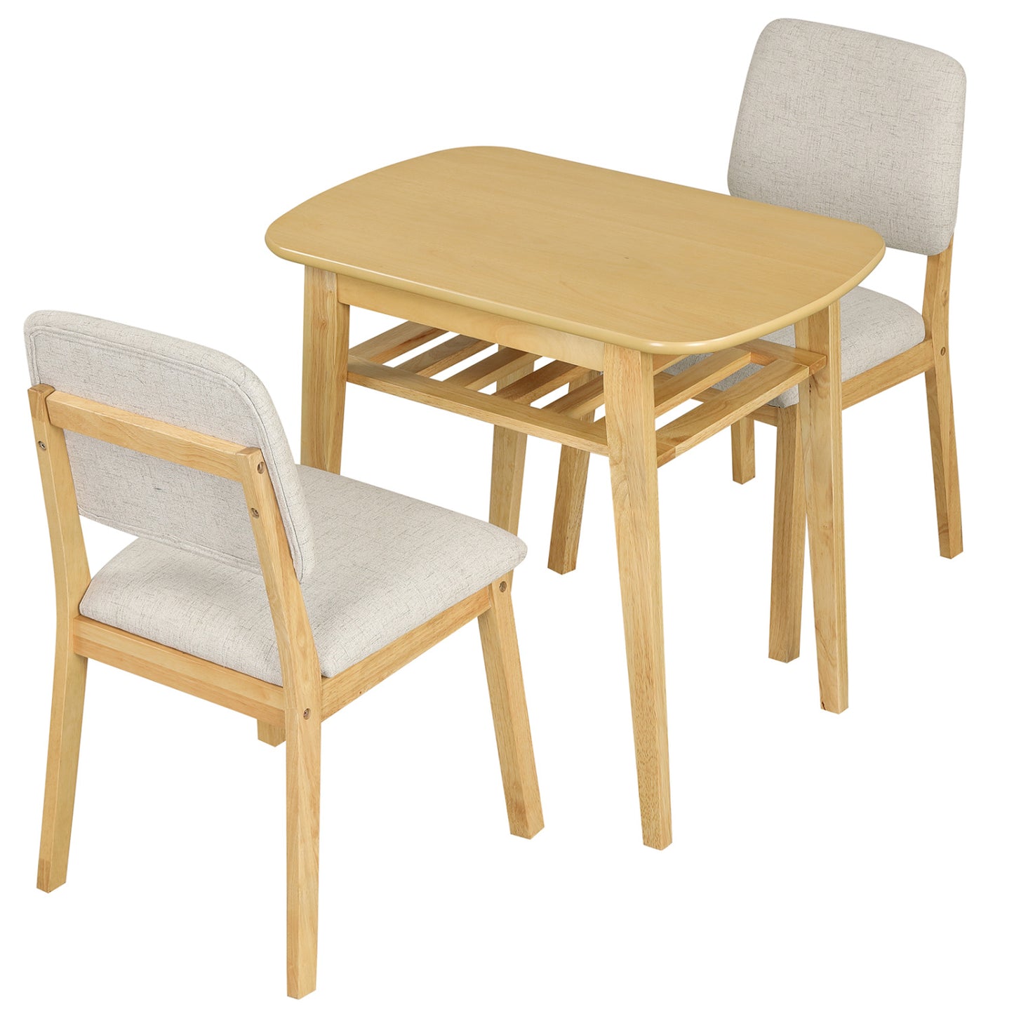 3-Piece Dining Table Set with Upholstered Chairs, Natural Dining Room Sets at Gallery Canada