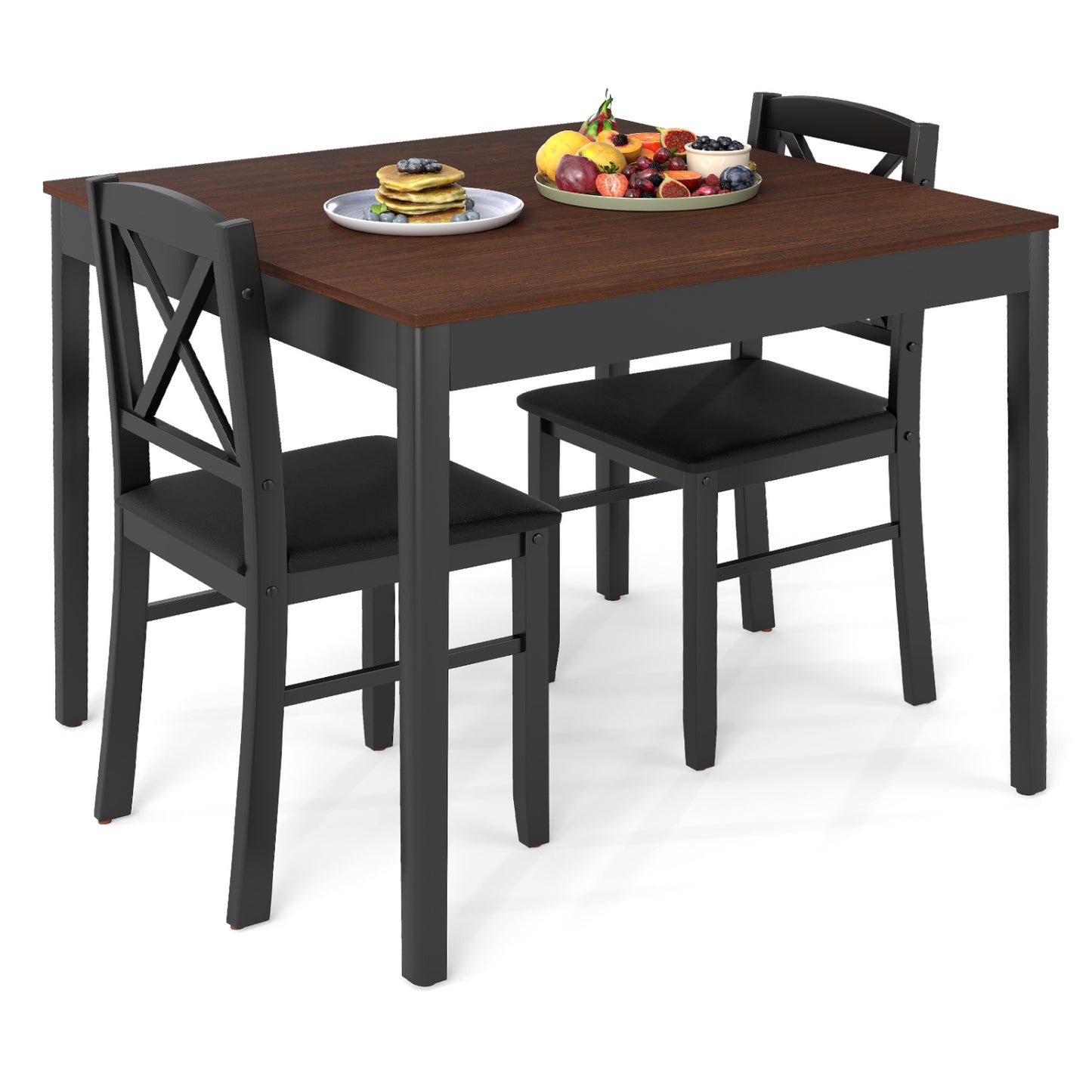 3-Piece Dining Table Set, Wooden Square Kitchen Table, Brown Dining Room Sets at Gallery Canada