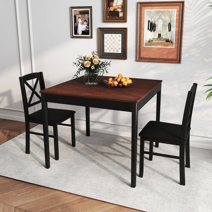3-Piece Dining Table Set, Wooden Square Kitchen Table, Brown Dining Room Sets at Gallery Canada