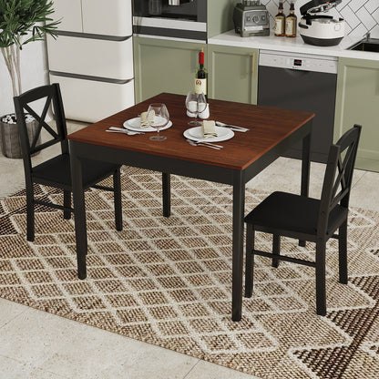 3-Piece Dining Table Set, Wooden Square Kitchen Table, Brown Dining Room Sets at Gallery Canada