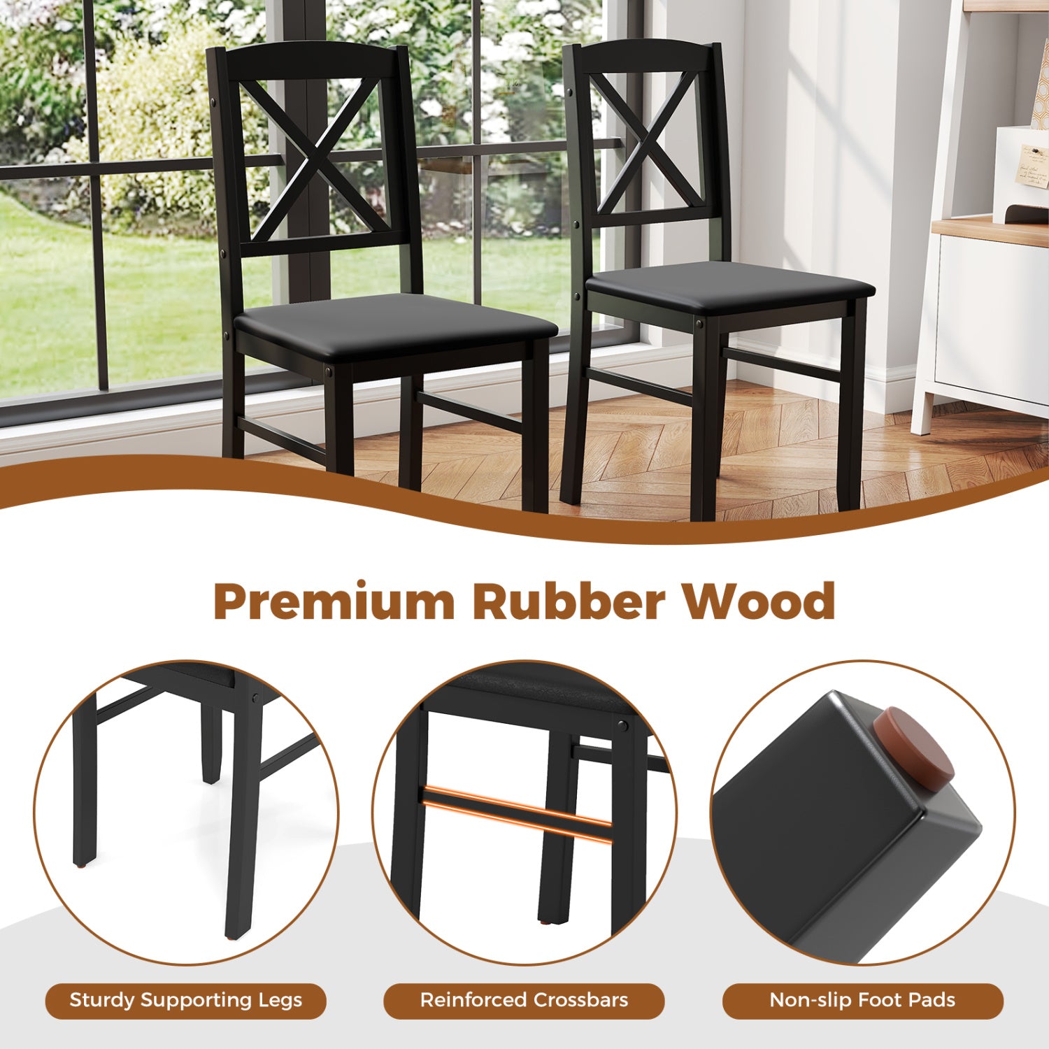 3-Piece Dining Table Set, Wooden Square Kitchen Table, Brown Dining Room Sets at Gallery Canada