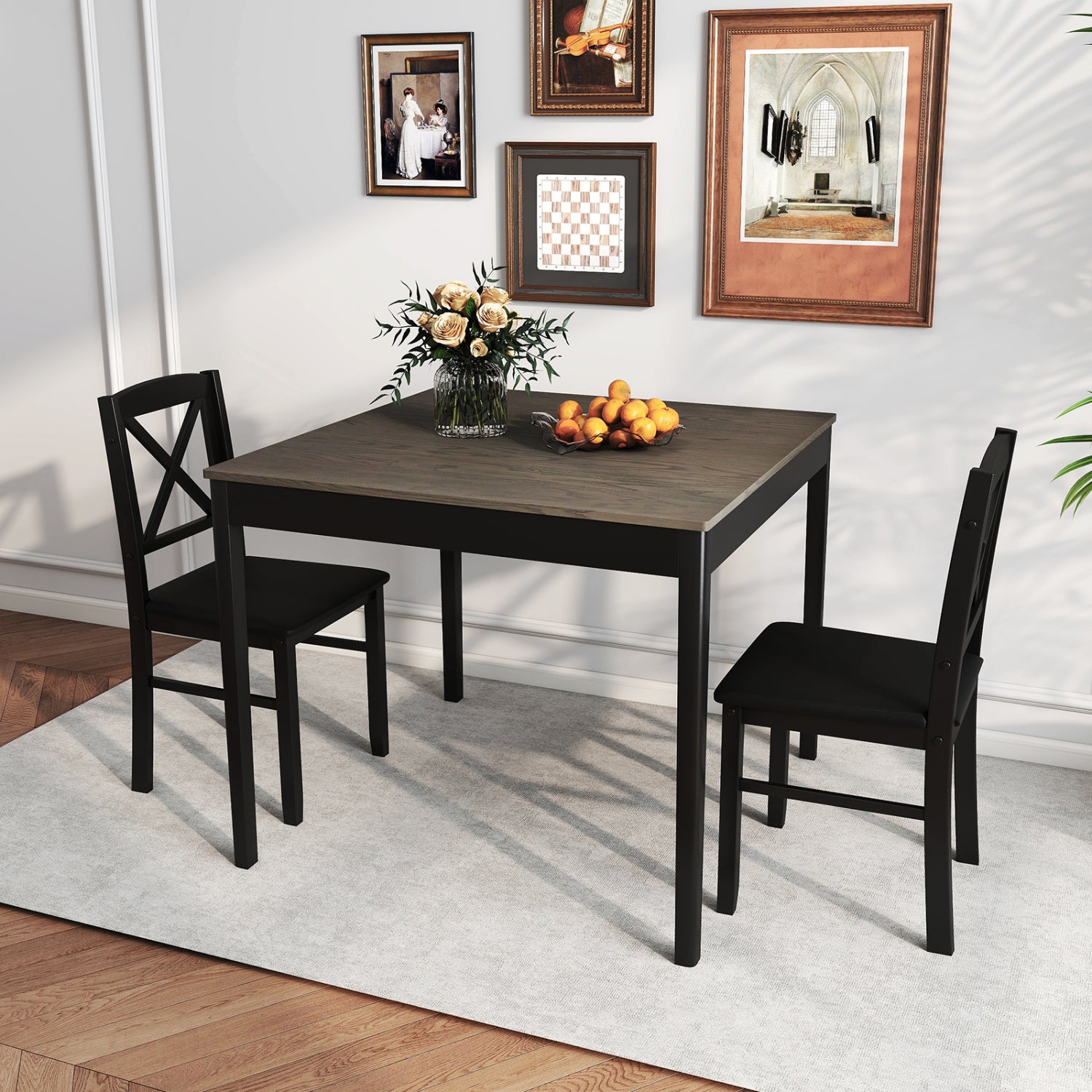 Wooden Square Dining Table Set For 2, Gray Dining Room Sets at Gallery Canada