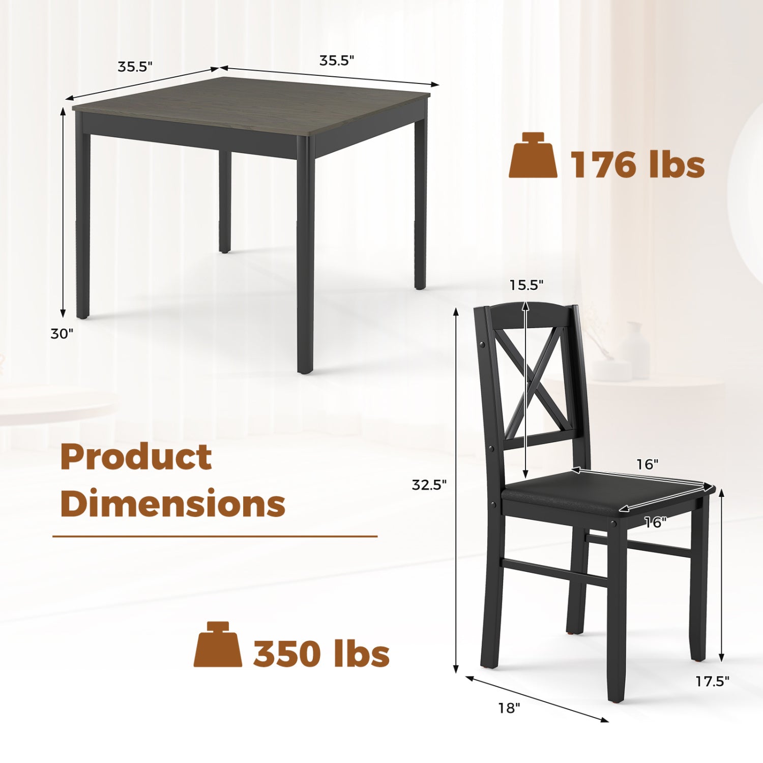 Wooden Square Dining Table Set For 2, Gray Dining Room Sets at Gallery Canada