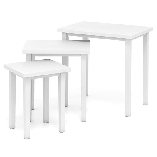 3-Piece Farmhouse Rectangle Side Table Set, White End & Side Tables White at Gallery Canada