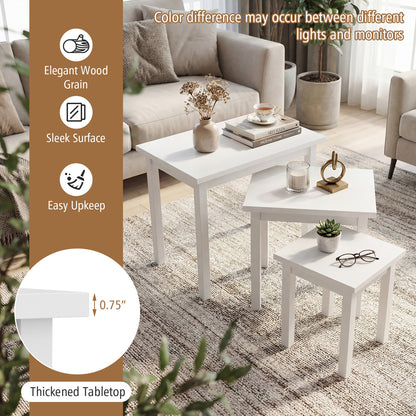3-Piece Farmhouse Rectangle Side Table Set, White End & Side Tables at Gallery Canada