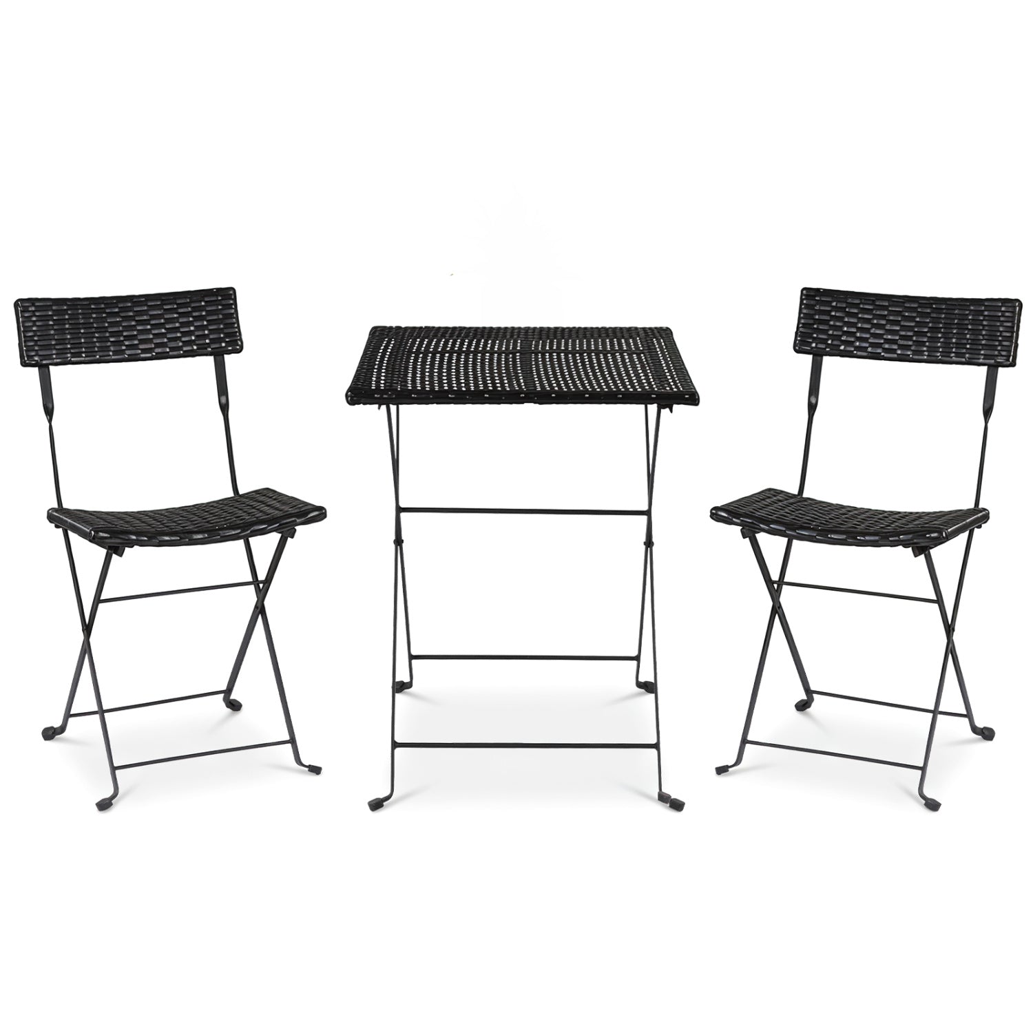 3-Piece Folding Bistro Set, PE Wicker, Black Patio Dining Sets at Gallery Canada