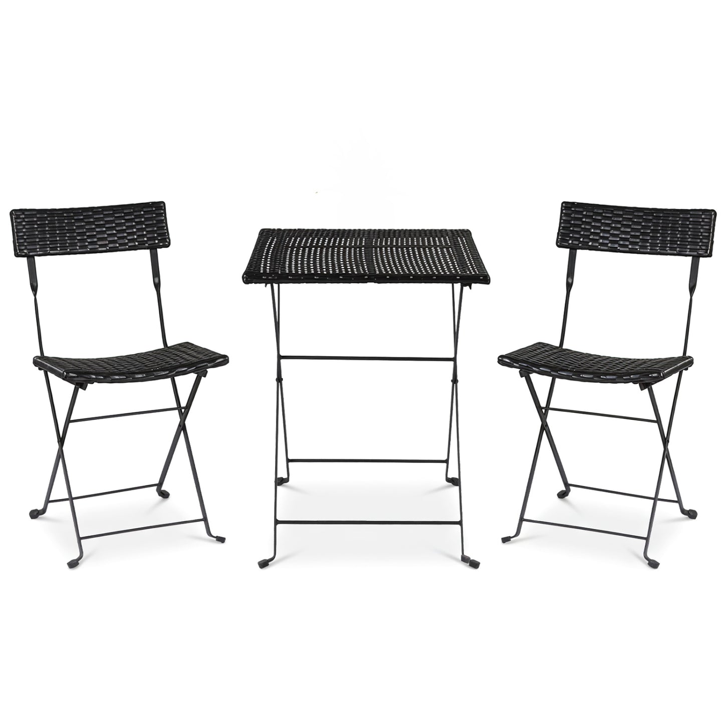 3-Piece Folding Bistro Set, PE Wicker, Black Patio Dining Sets at Gallery Canada